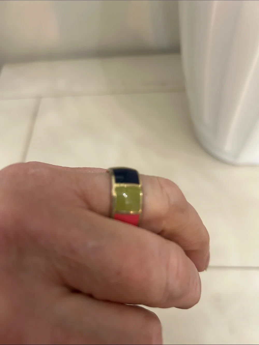 COACH Gold-tone Ring with MULTI COLOR Inlay - Picture 3 of 8